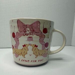 Fig and Fern Long Haired Dachshund “I Long for You” Valentines Day Bow Pink Mug